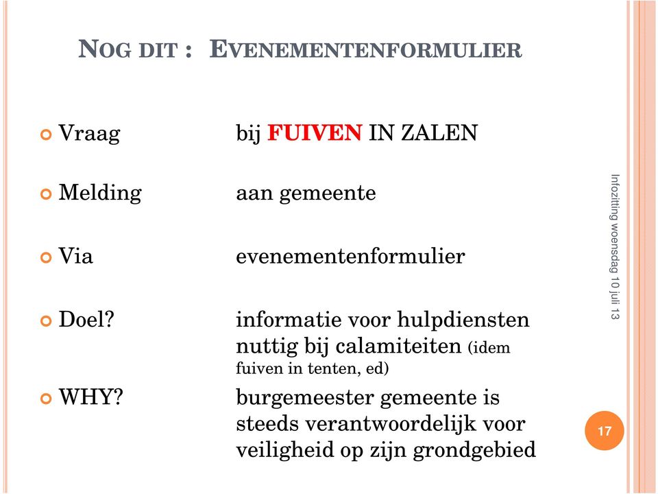 aan gemeente evenementenformulier informatie voor hulpdiensten nuttig