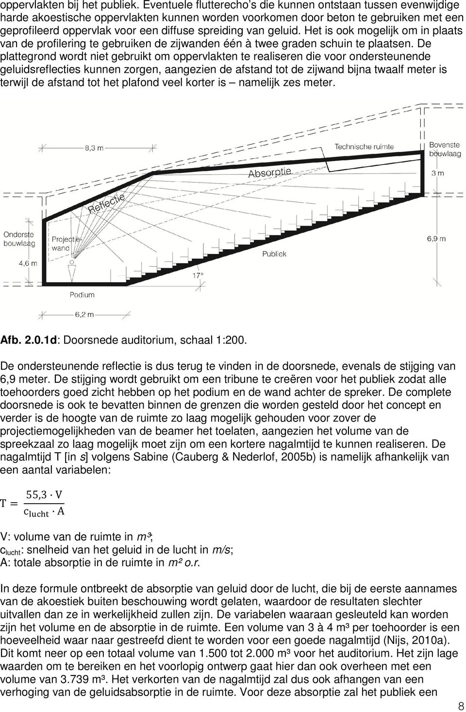 van geluid. Het is ook mogelijk om in plaats van de profilering te gebruiken de zijwanden één à twee graden schuin te plaatsen.