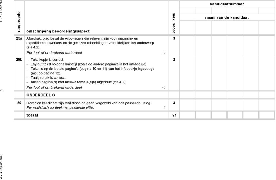 Per fout of ontbrekend onderdeel -1 Tekstkopje is correct.