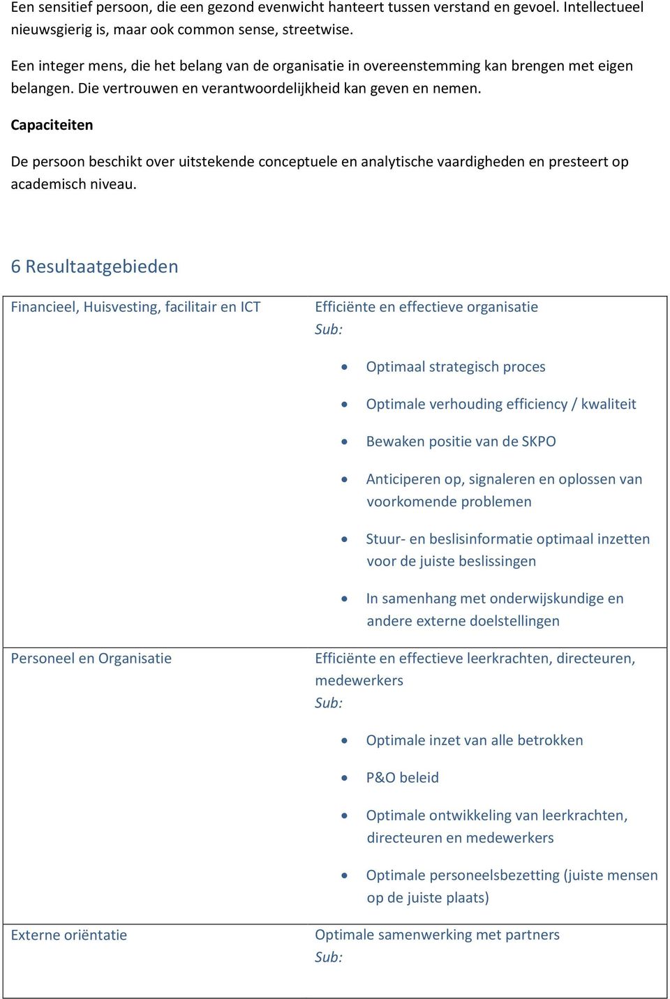 Capaciteiten De persoon beschikt over uitstekende conceptuele en analytische vaardigheden en presteert op academisch niveau.