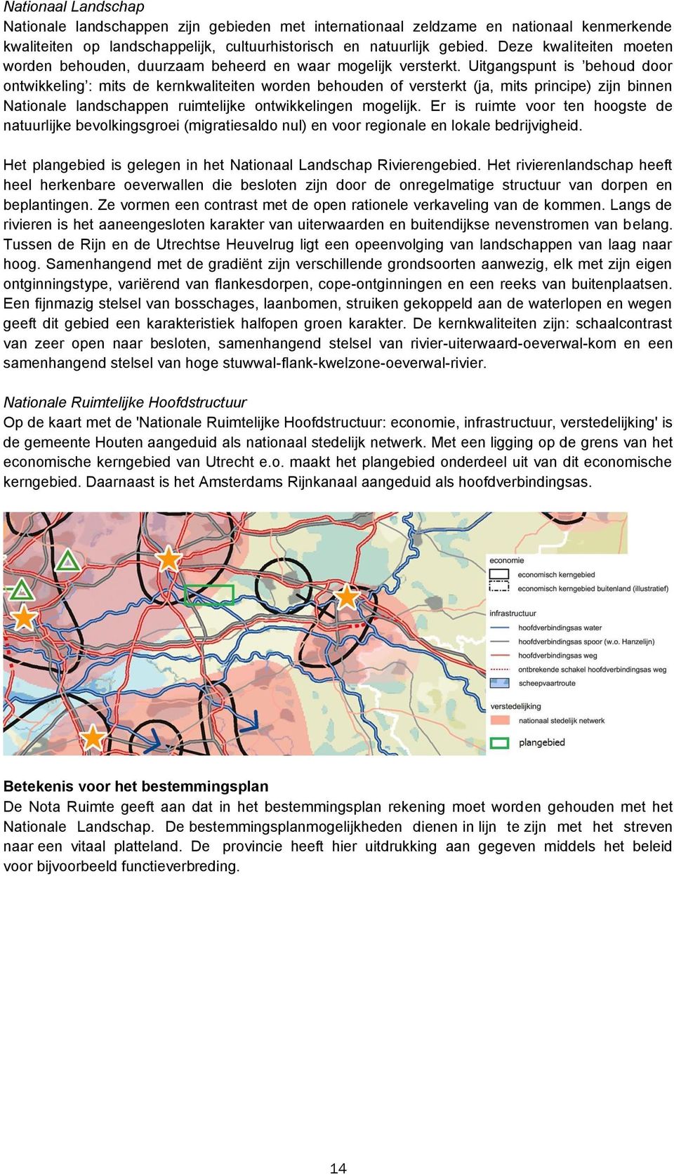 Uitgangspunt is behoud door ontwikkeling : mits de kernkwaliteiten worden behouden of versterkt (ja, mits principe) zijn binnen Nationale landschappen ruimtelijke ontwikkelingen mogelijk.