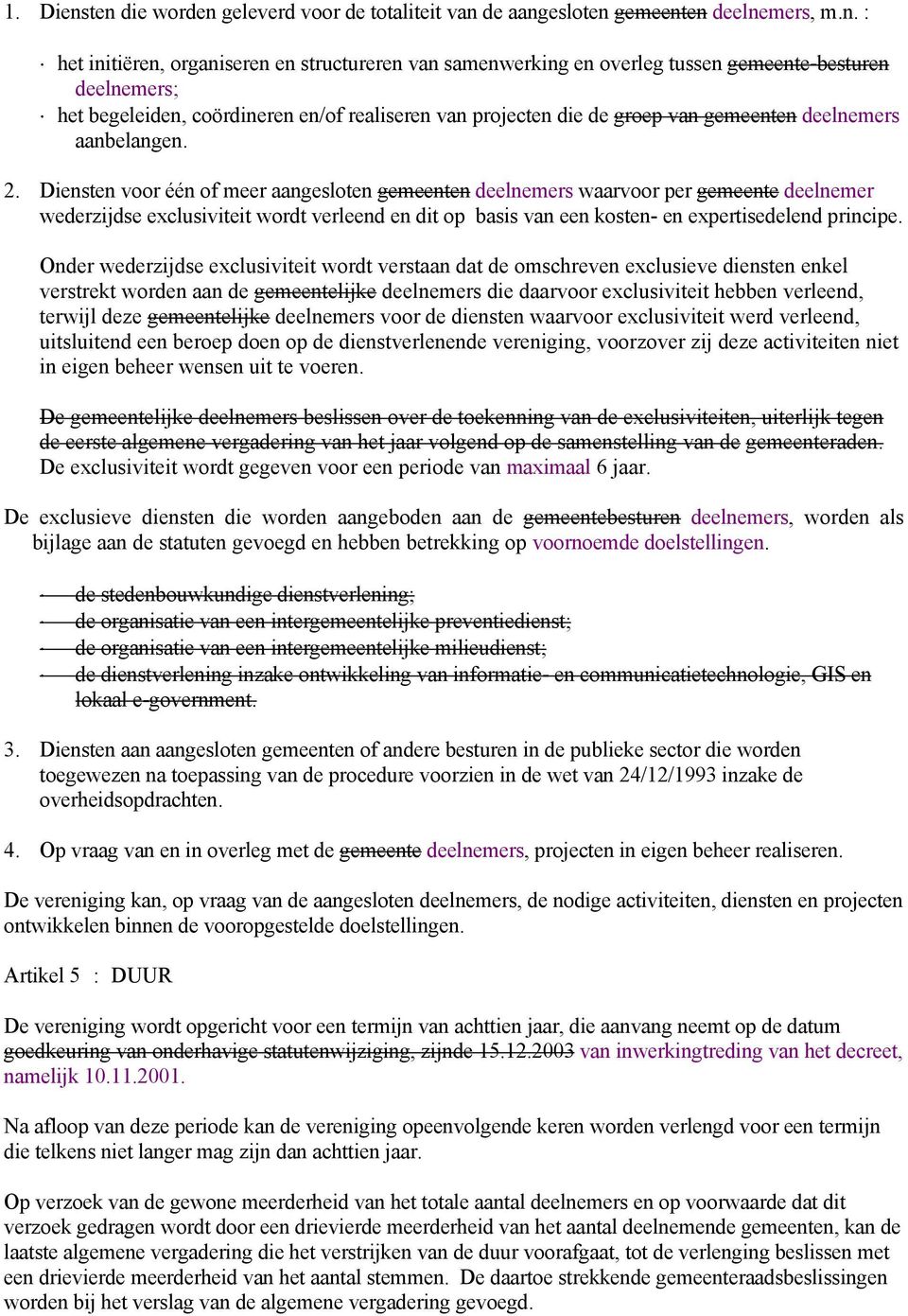 het begeleiden, coördineren en/of realiseren van projecten die de groep van gemeenten deelnemers aanbelangen. 2.