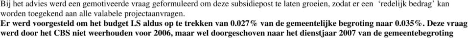 Er werd voorgesteld om het budget I.S aldus op te trekken van 0.