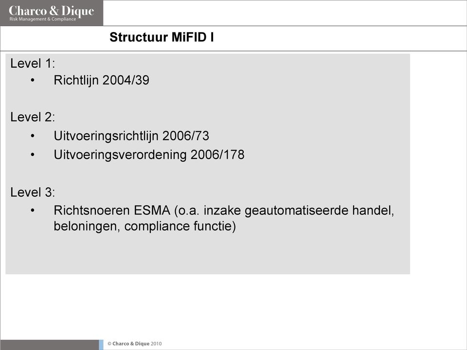 Uitvoeringsverordening 2006/178 Level 3: