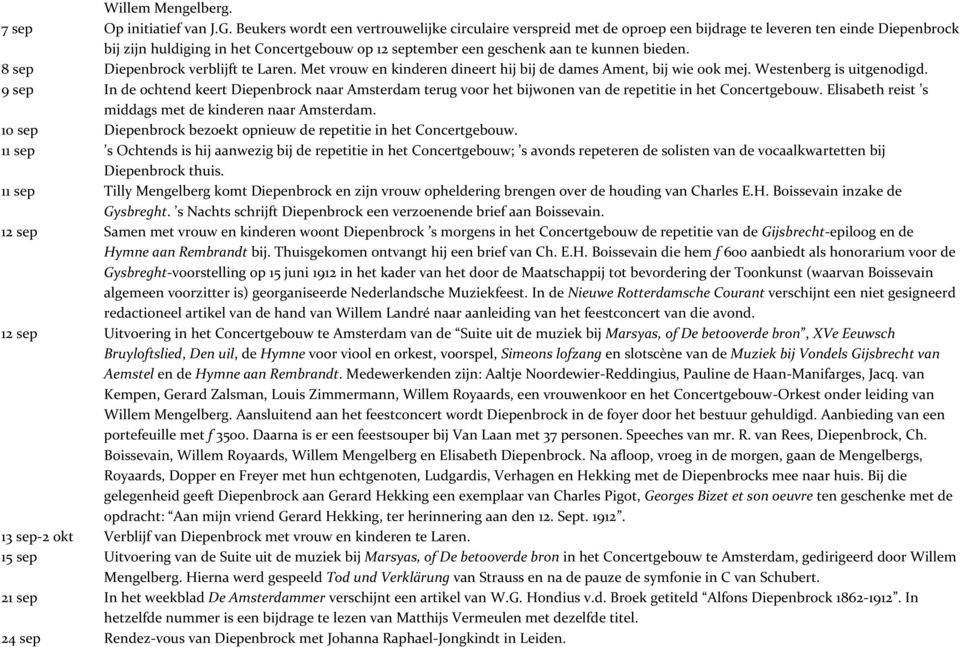 bieden. 8 sep Diepenbrock verblijft te Laren. Met vrouw en kinderen dineert hij bij de dames Ament, bij wie ook mej. Westenberg is uitgenodigd.