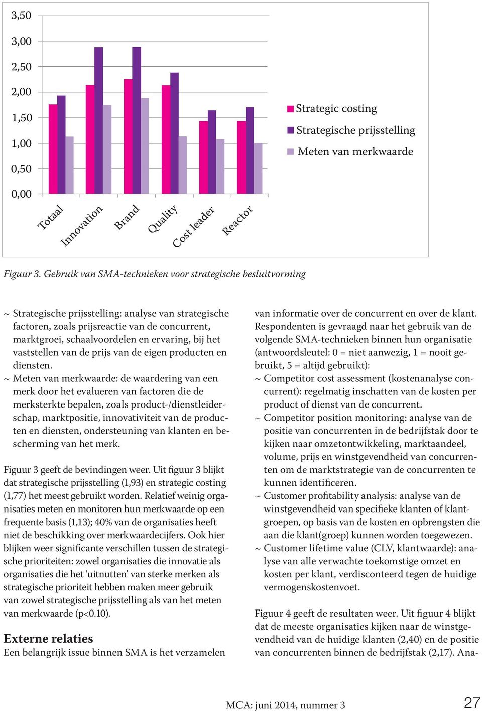 ervaring, bij het vaststellen van de prijs van de eigen producten en diensten.