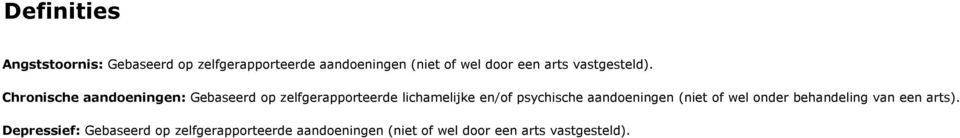 Chronische aandoeningen: Gebaseerd op zelfgerapporteerde lichamelijke en/of psychische