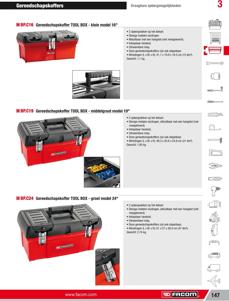 C19 Gereedschapskoffer TOOL BOX middelgroot model 19" BP.