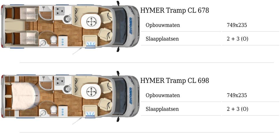 HYMER Tramp CL 698 Opbouwmaten