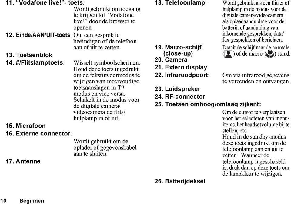 Houd deze toets ingedrukt om de tekstinvoermodus te wijzigen van meervoudige toetsaanslagen in T9- modus en vice versa.