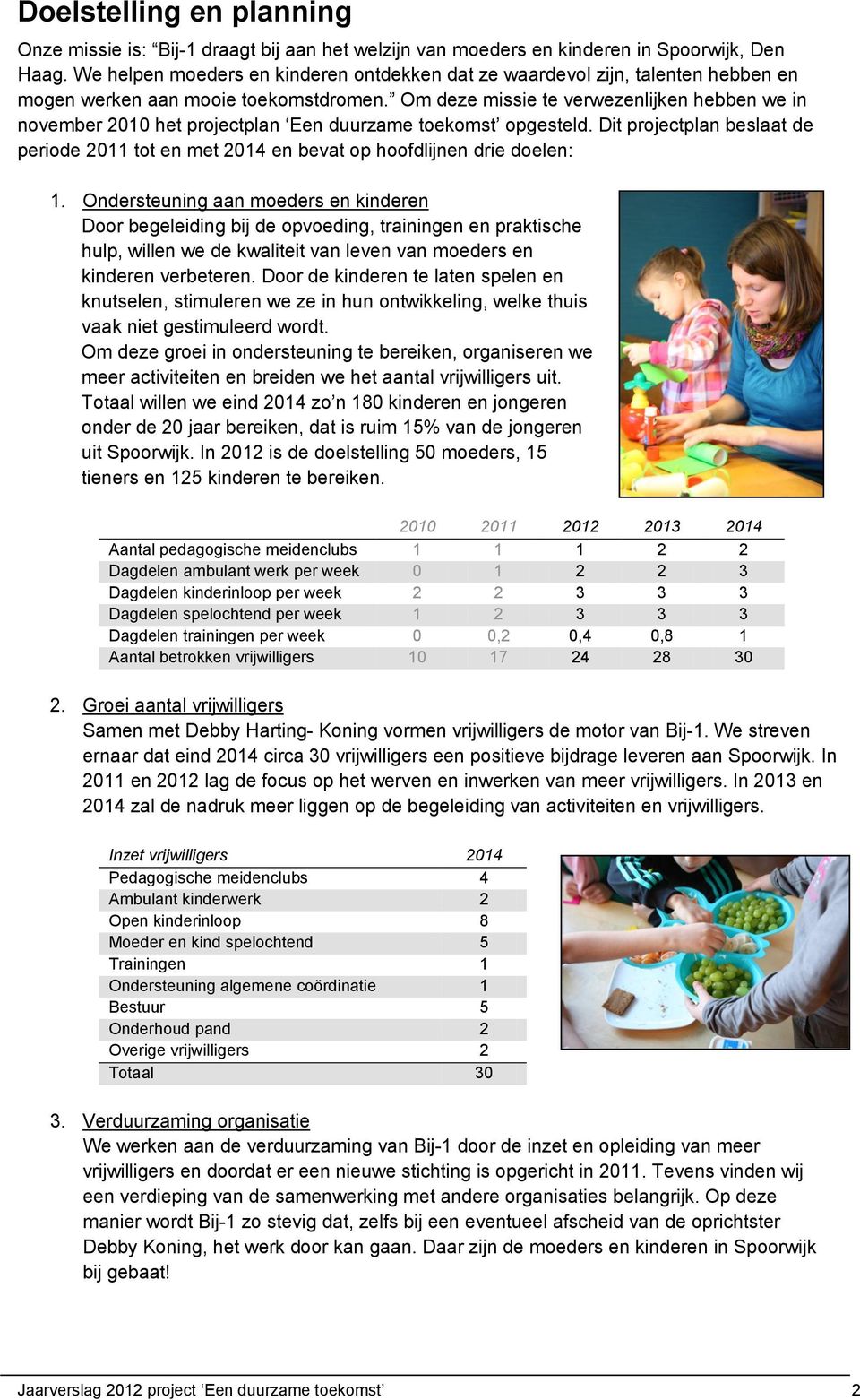 Om deze missie te verwezenlijken hebben we in november 2010 het projectplan Een duurzame toekomst opgesteld.