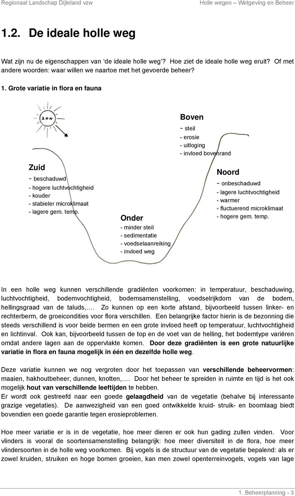 Grote variatie in flora en fauna Boven - steil - erosie - uitloging - invloed bovenrand Zuid - beschaduwd - hogere luchtvochtigheid - kouder - stabieler microklimaat - lagere gem. temp.