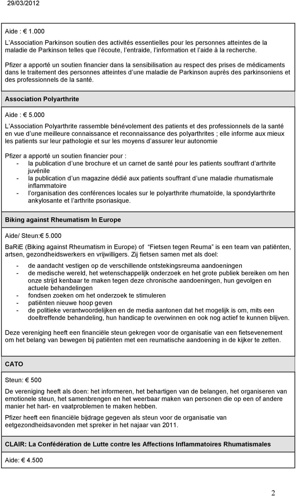 des professionnels de la santé. Association Polyarthrite Aide : 5.