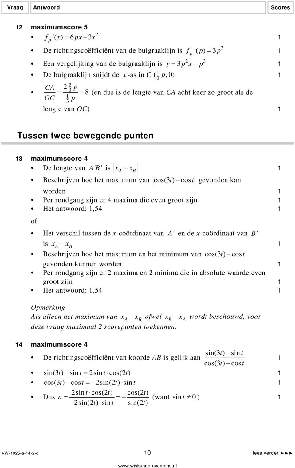 rondgang zijn er maxima die even groot zijn Het antwoord:,5 Het verschil tussen de x-coördinaat van A' en de x-coördinaat van B' is xa xb Beschrijven hoe het maximum en het minimum van cos( t) cost