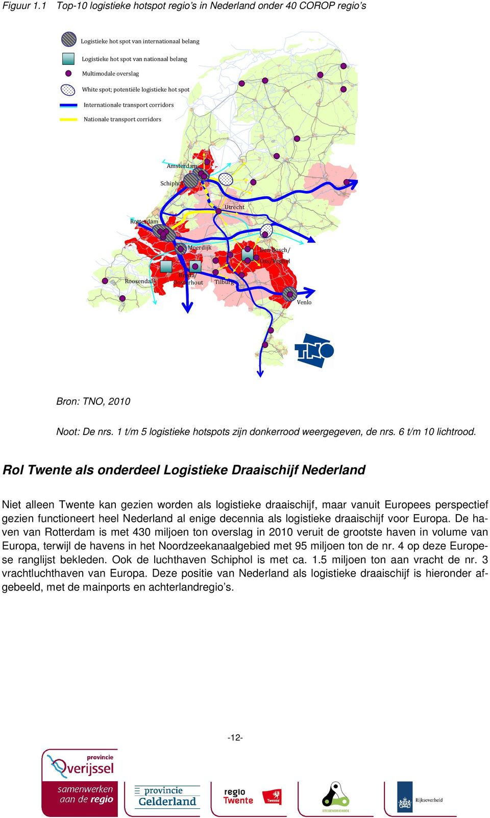 potentiële logistieke hot spot Internationale transport corridors Nationale transport corridors Amsterdam Schiphol Utrecht Rotterdam Moerdijk Den Bosch/ Oss/Veghel Roosendaal Breda/ Oosterhout