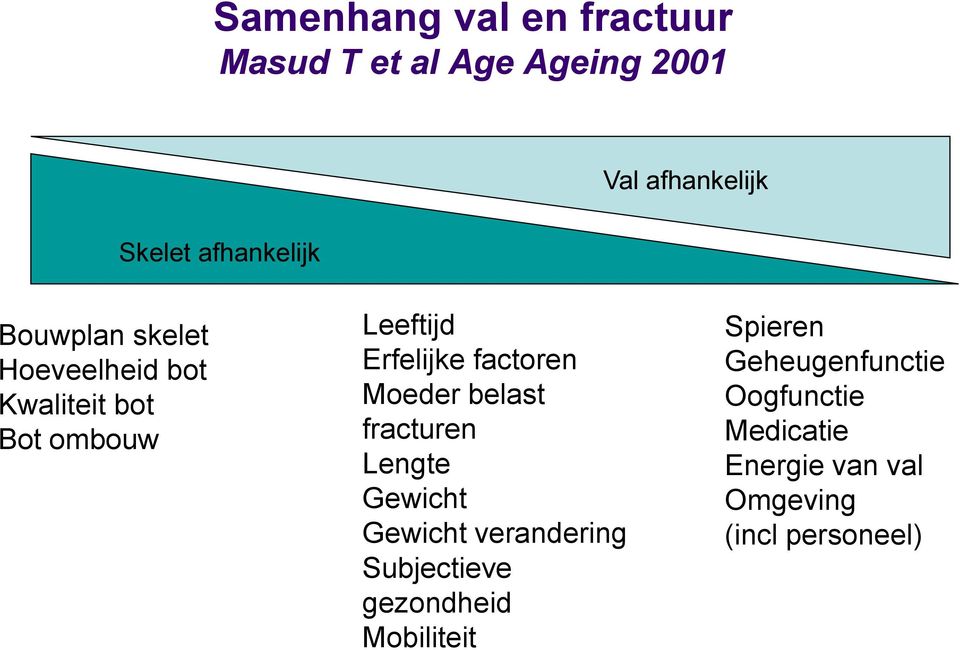 factoren Moeder belast fracturen Lengte Gewicht Gewicht verandering Subjectieve gezondheid