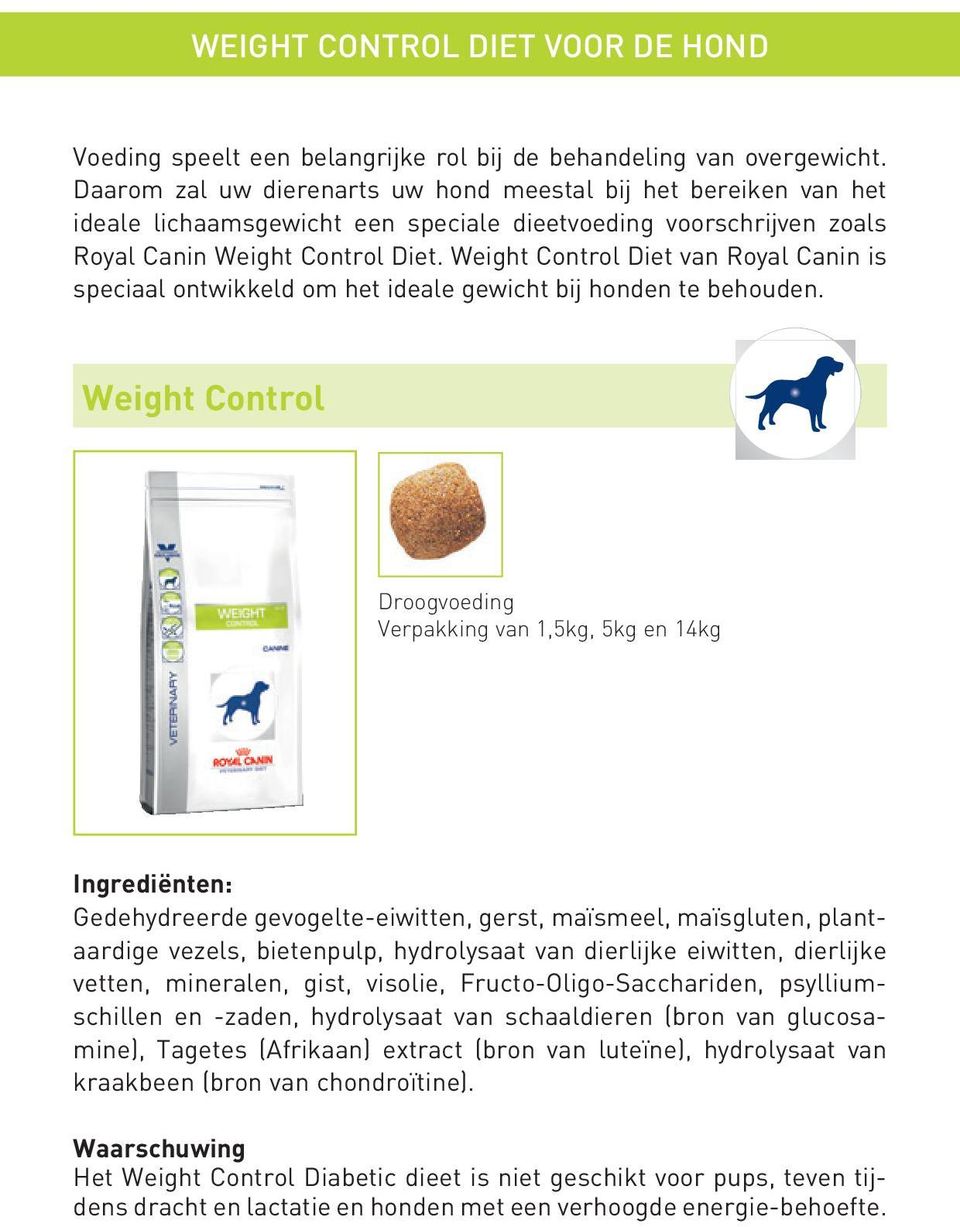 Weight Control Diet van Royal Canin is speciaal ontwikkeld om het ideale gewicht bij honden te behouden.