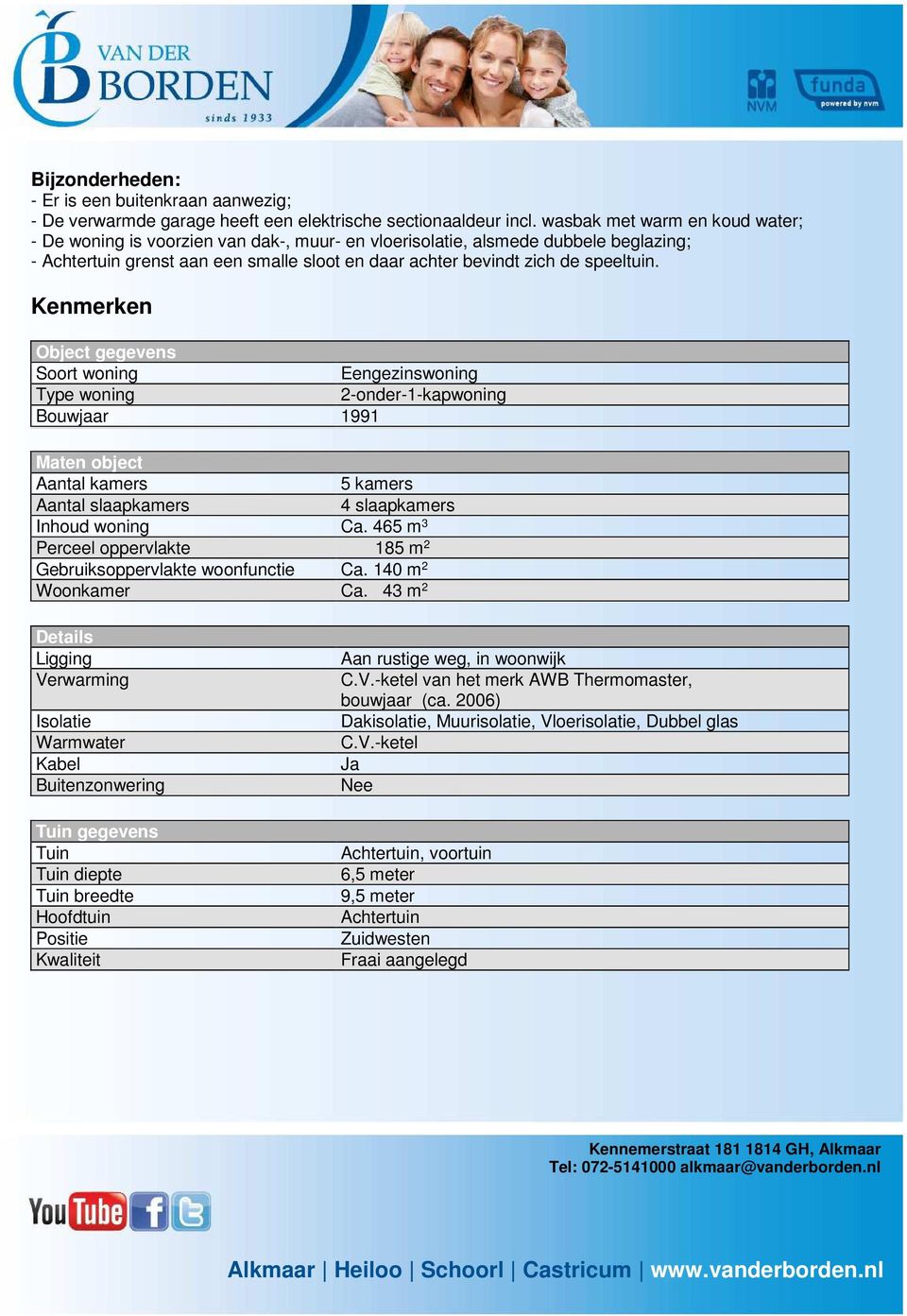 Kenmerken Object gegevens Soort woning Eengezinswoning Type woning 2onder1kapwoning Bouwjaar 1991 Maten object Aantal kamers 5 kamers Aantal slaapkamers 4 slaapkamers Inhoud woning Ca.