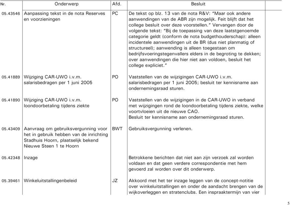 Vervangen door de volgende tekst: Bij de toepassing van deze laatstgenoemde categorie geldt (conform de nota budgethouderschap): alleen incidentele aanwendingen uit de BR (dus niet planmatig of