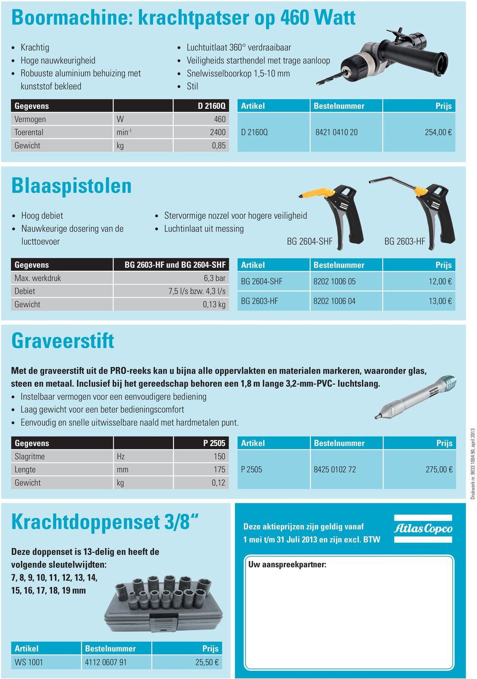 Stervormige nozzel voor hogere veiligheid Luchtinlaat uit messing BG 2604-SHF BG 2603-HF Gegevens Max. werkdruk Debiet Gewicht BG 2603-HF und BG 2604-SHF 6,3 bar 7,5 l/s bzw.