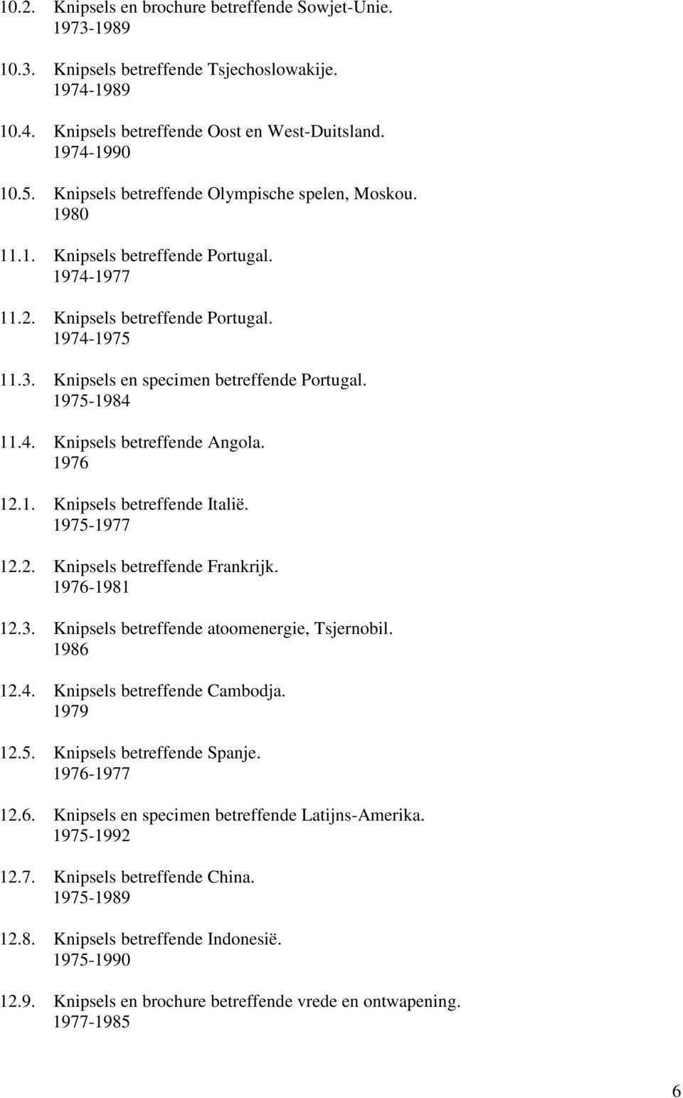 1975-1984 11.4. Knipsels betreffende Angola. 1976 12.1. Knipsels betreffende Italië. 1975-1977 12.2. Knipsels betreffende Frankrijk. 1976-1981 12.3. Knipsels betreffende atoomenergie, Tsjernobil.