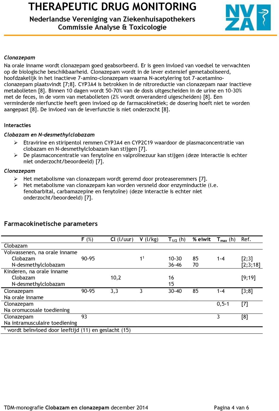 CYP3A4 is betrokken in de nitroreductie van clonazepam naar inactieve metabolieten [8].