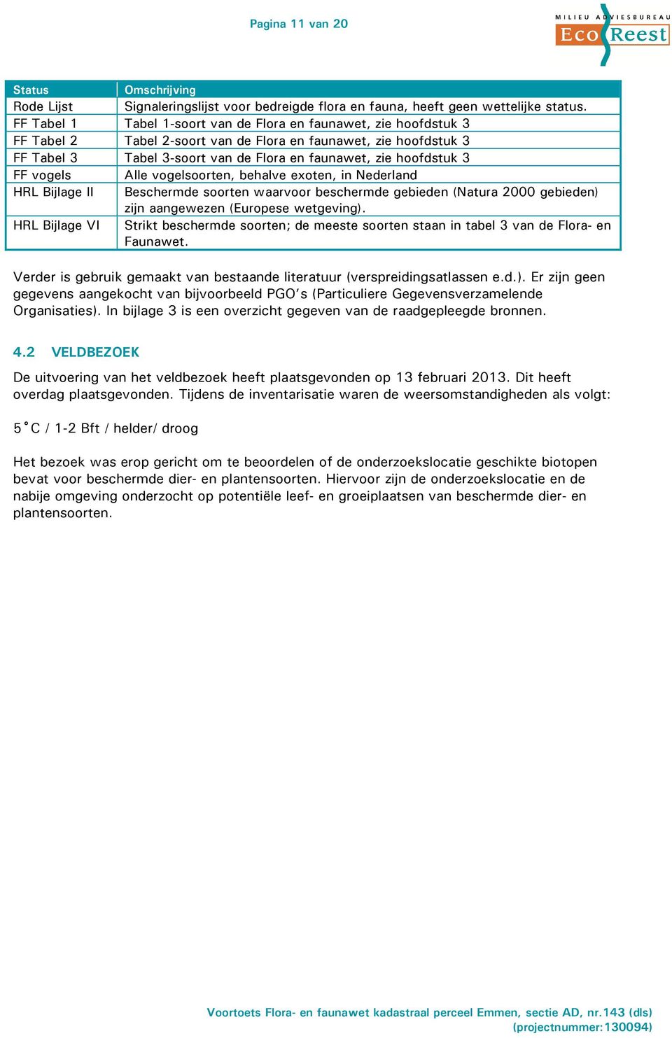 3 FF vogels Alle vogelsoorten, behalve exoten, in Nederland HRL Bijlage II Beschermde soorten waarvoor beschermde gebieden (Natura 2000 gebieden) zijn aangewezen (Europese wetgeving).