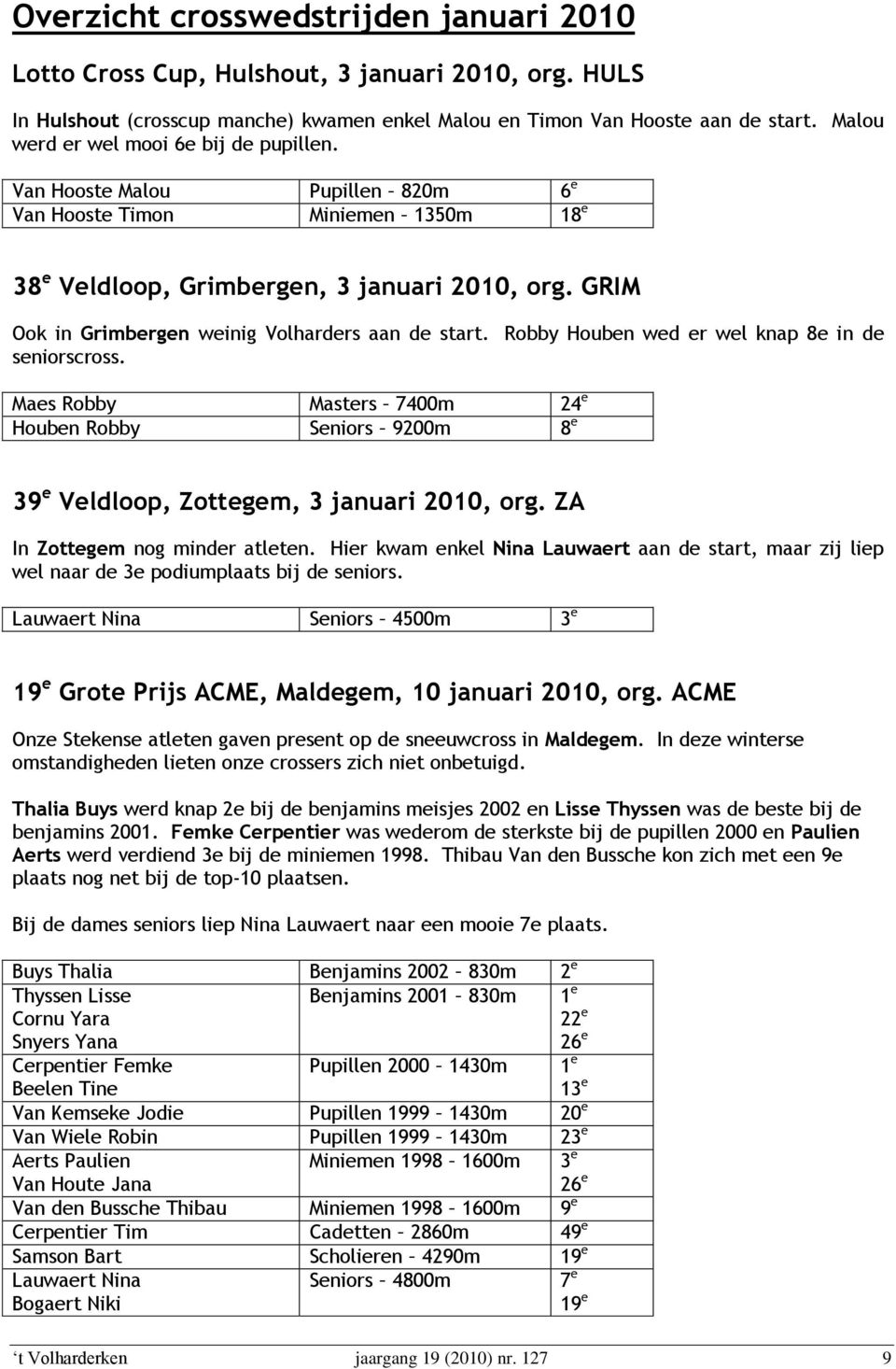 GRIM Ook in Grimbergen weinig Volharders aan de start. Robby Houben wed er wel knap 8e in de seniorscross.
