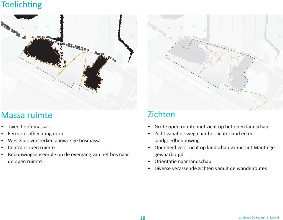 op het open landschap Zicht vanaf de weg naar het achterland en de landgoedbebouwing Openheid voor zicht op