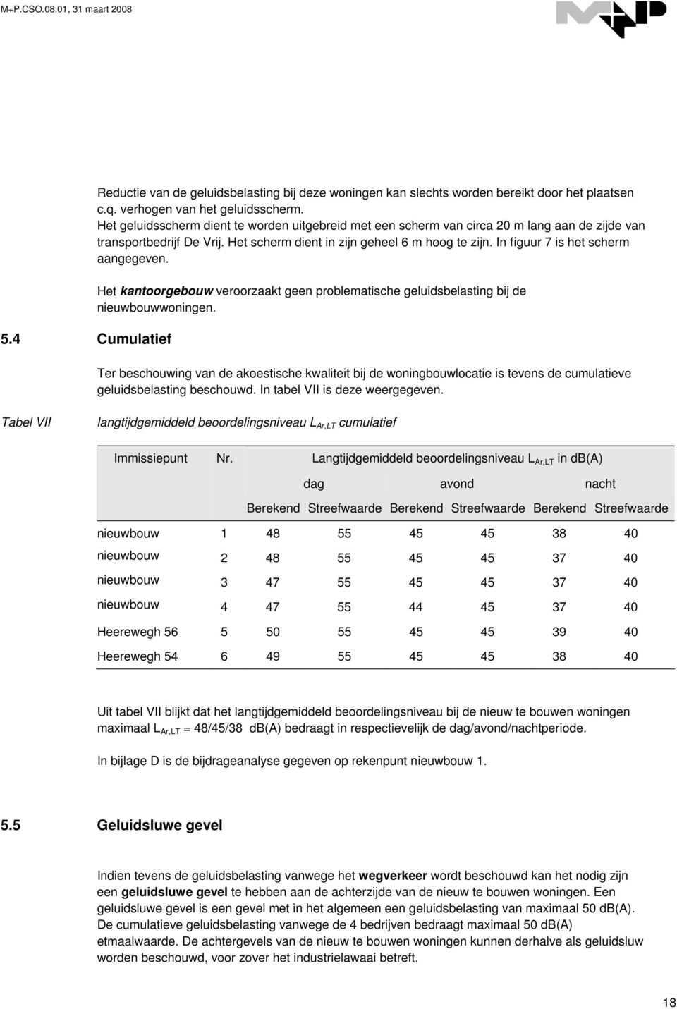 In figuur 7 is het scherm aangegeven. Het kantoorgebouw veroorzaakt geen problematische geluidsbelasting bij de nieuwbouwwoningen.