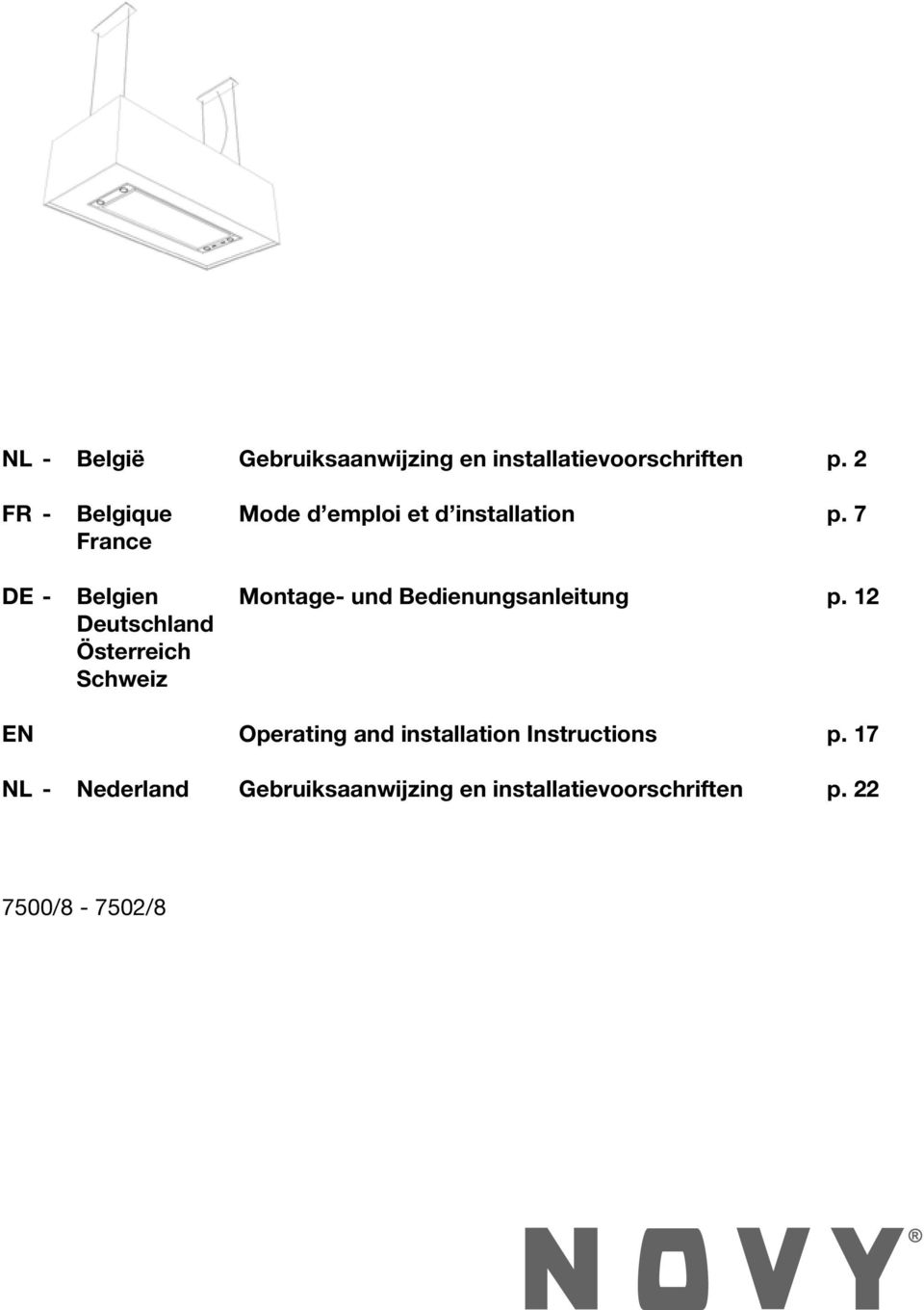 7 France DE - Belgien Montage- und Bedienungsanleitung p.