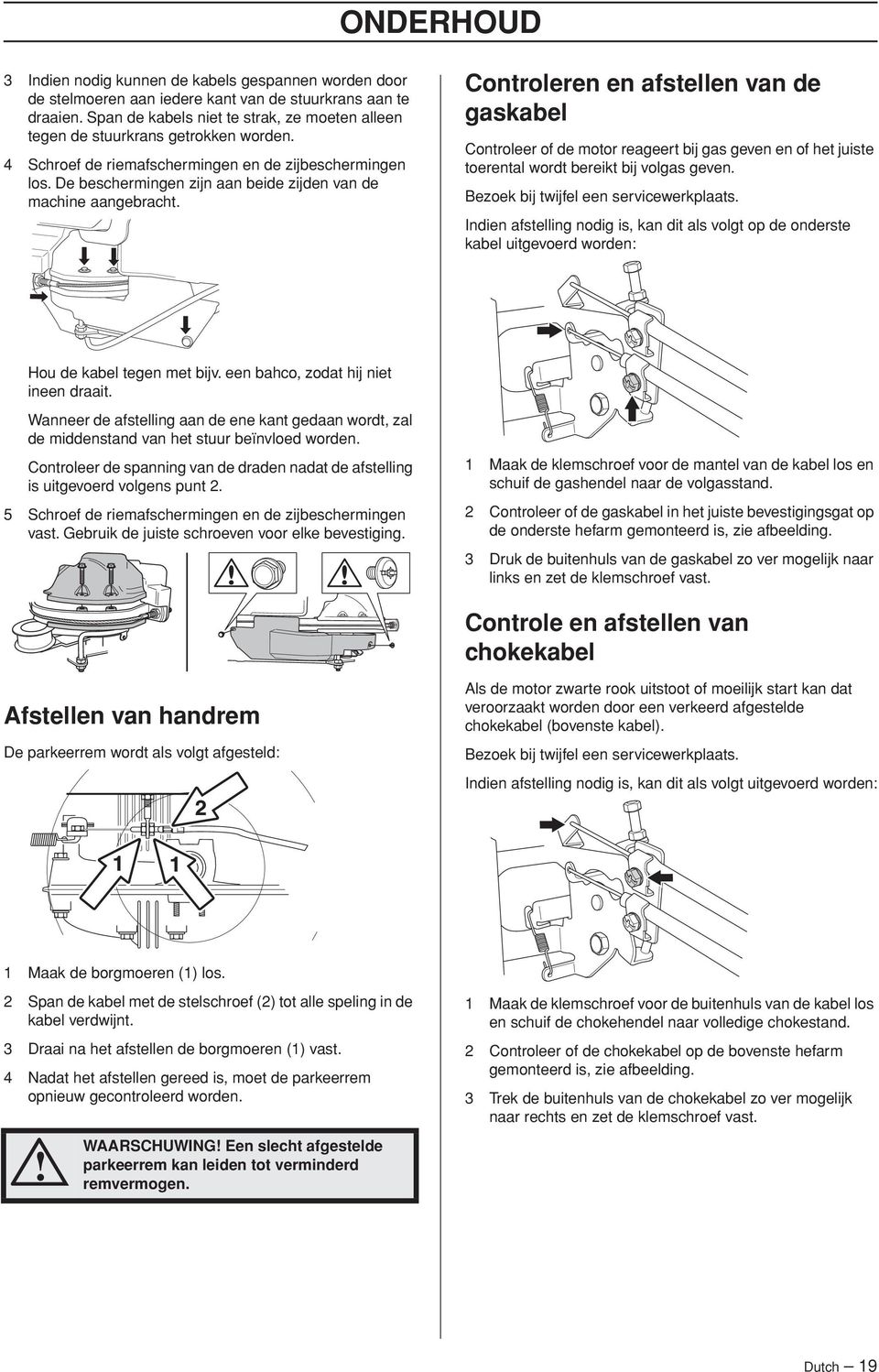 De beschermingen zijn aan beide zijden van de machine aangebracht.