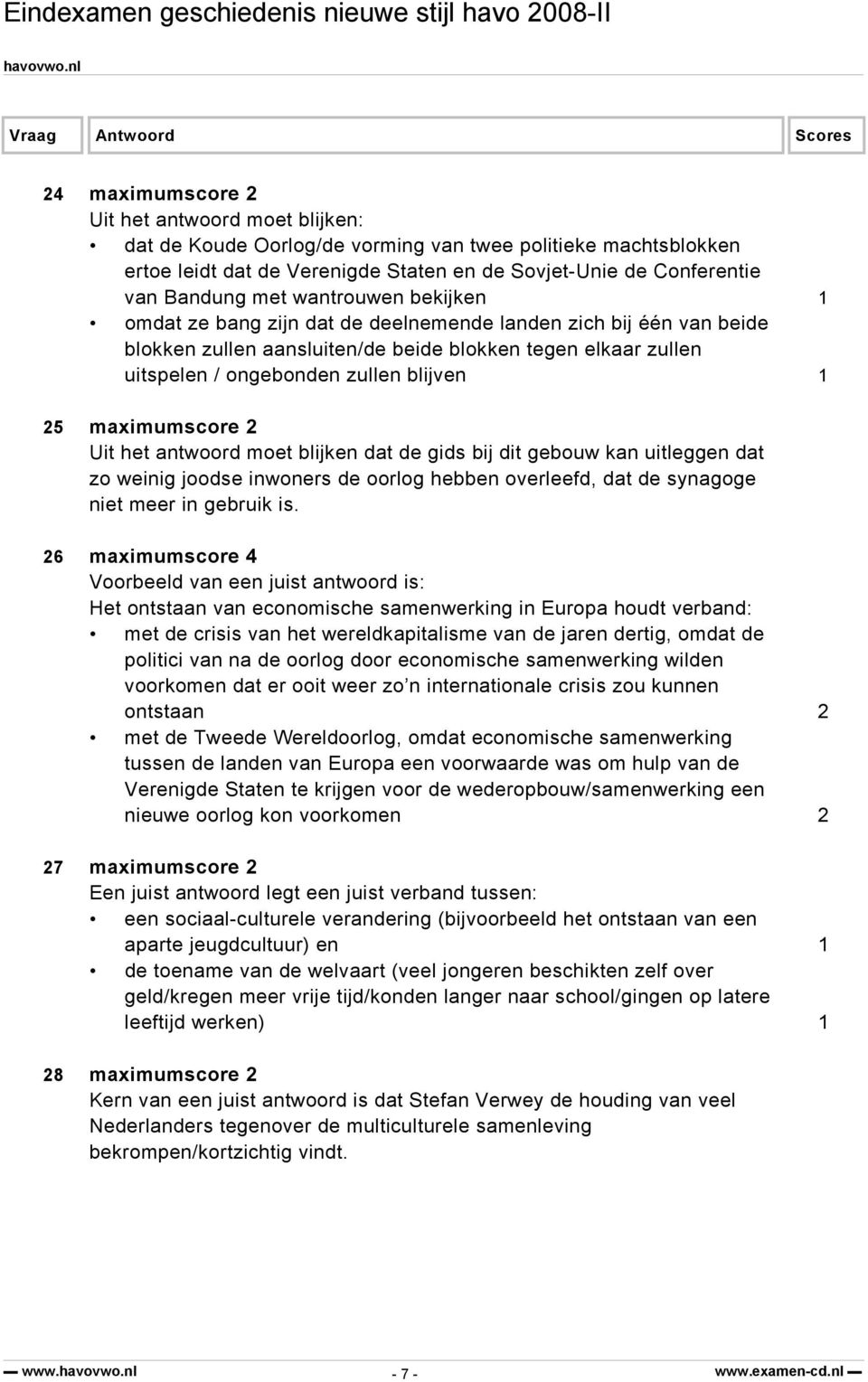 maximumscore 2 Uit het antwoord moet blijken dat de gids bij dit gebouw kan uitleggen dat zo weinig joodse inwoners de oorlog hebben overleefd, dat de synagoge niet meer in gebruik is.