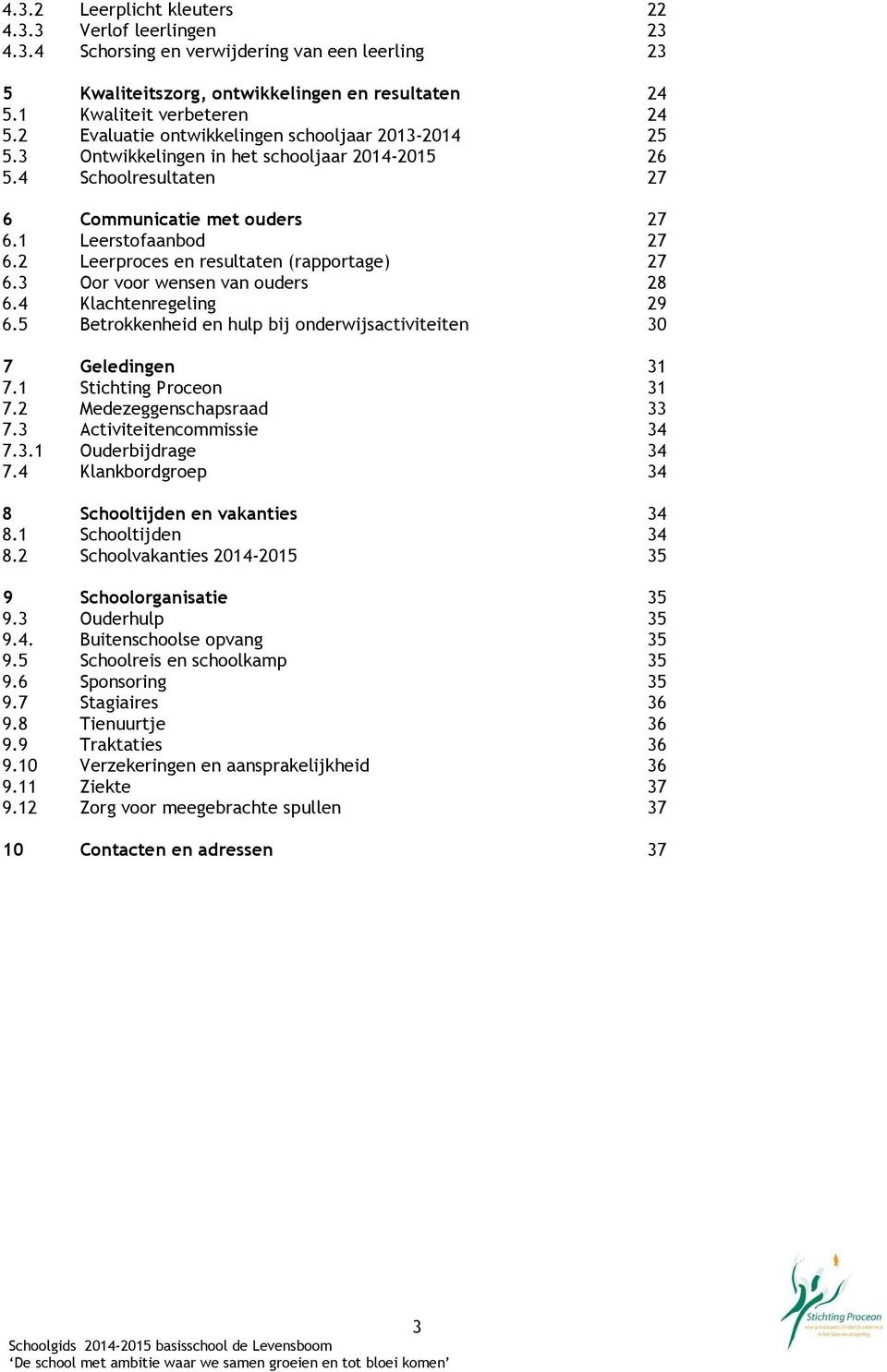 2 Leerproces en resultaten (rapportage) 27 6.3 Oor voor wensen van ouders 28 6.4 Klachtenregeling 29 6.5 Betrokkenheid en hulp bij onderwijsactiviteiten 30 7 Geledingen 31 7.1 Stichting Proceon 31 7.