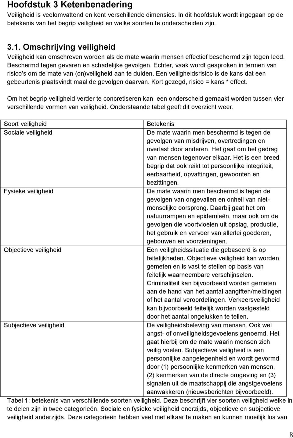 Omschrijving veiligheid Veiligheid kan omschreven worden als de mate waarin mensen effectief beschermd zijn tegen leed. Beschermd tegen gevaren en schadelijke gevolgen.