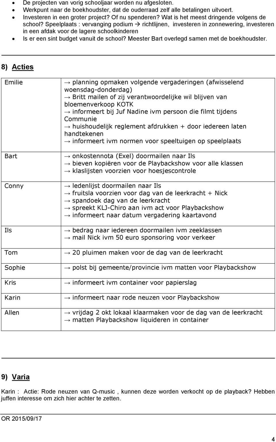 Speelplaats : vervanging podium richtlijnen, investeren in zonnewering, investeren in een afdak voor de lagere schoolkinderen Is er een sint budget vanuit de school?