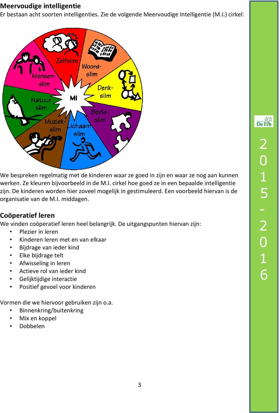 Coöperatief leren We vinden coöperatief leren heel belangrijk.