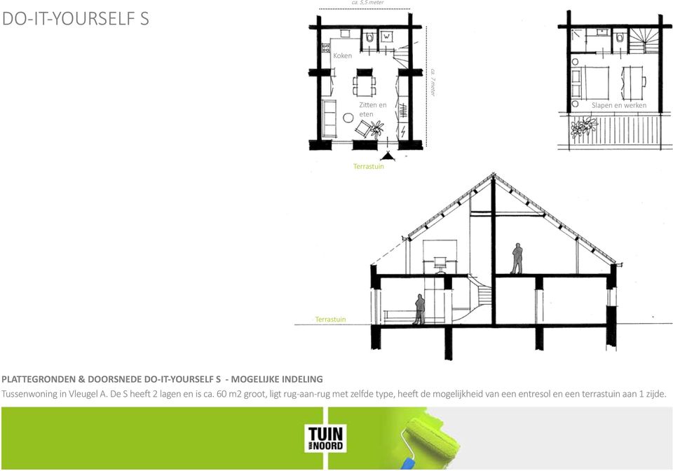 INDELING Tussenwoning in Vleugel A. De S heeft 2 lagen en is ca.