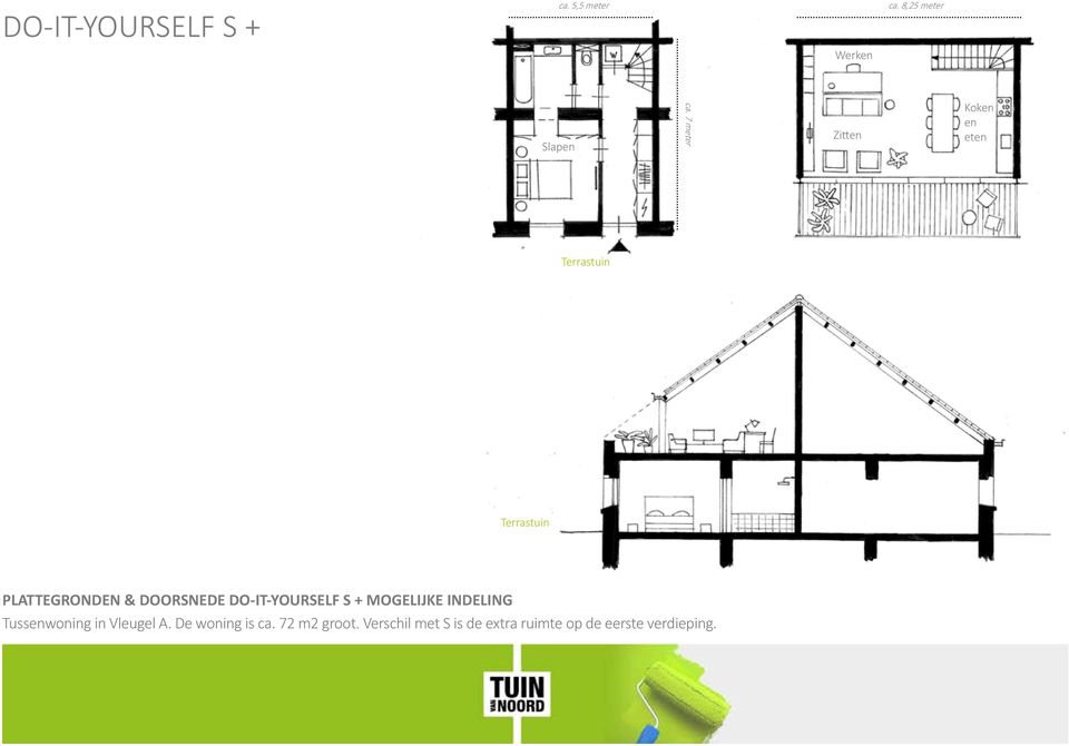 DO-IT-YOURSELF S + MOGELIJKE INDELING Tussenwoning in Vleugel A.