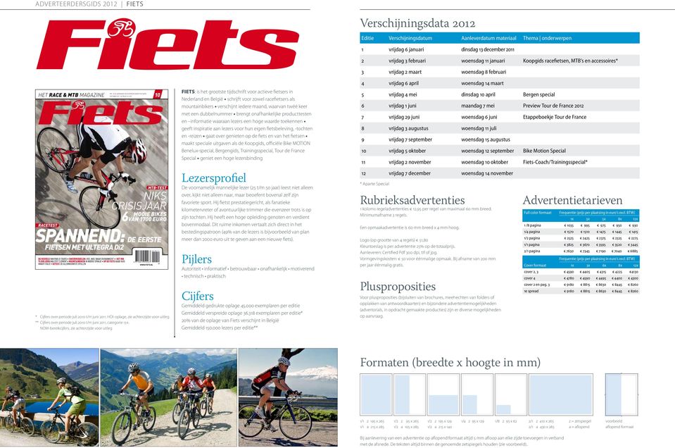 fietsers in Nederland en België schrijft voor zowel racefietsers als mountainbikers verschijnt iedere maand, waarvan twéé keer met een dubbelnummer brengt onafhankelijke producttesten en informatie
