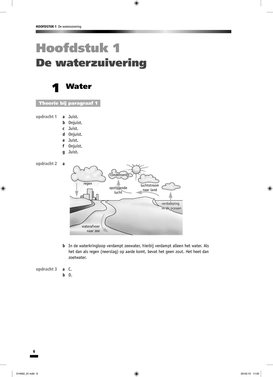 a regen condenseren opstijgende lucht luchtstroom naar land verdamping in de oceaan waterafvoer naar zee a C.