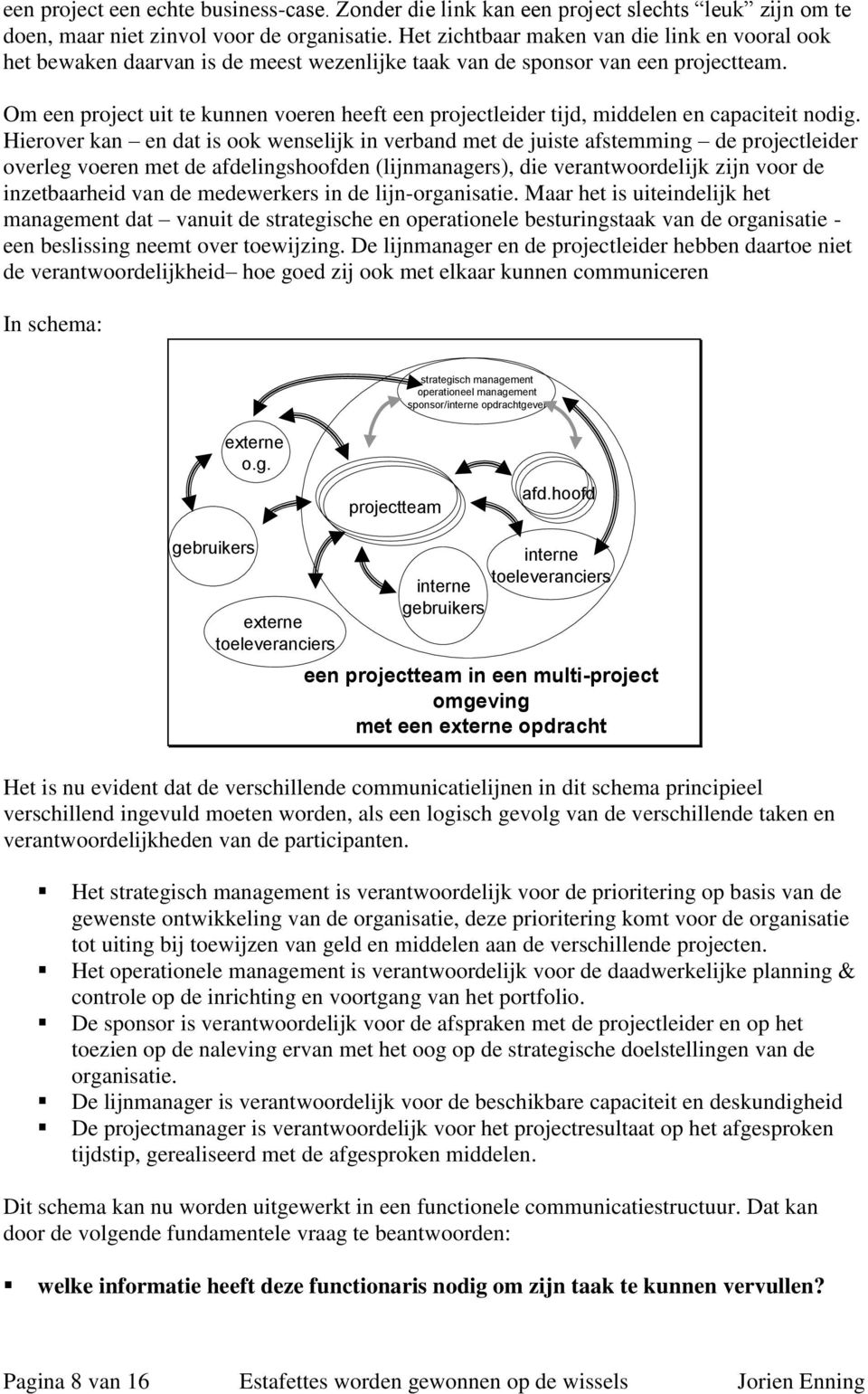 Om een project uit te kunnen voeren heeft een projectleider tijd, middelen en capaciteit nodig.