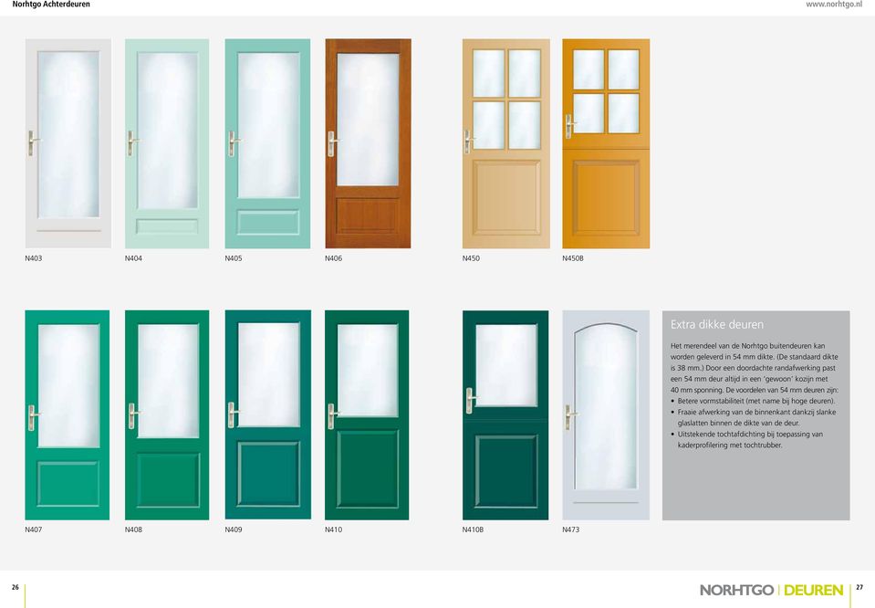 De voordelen van 54 mm deuren zijn: Betere vormstabiliteit (met name bij hoge deuren).