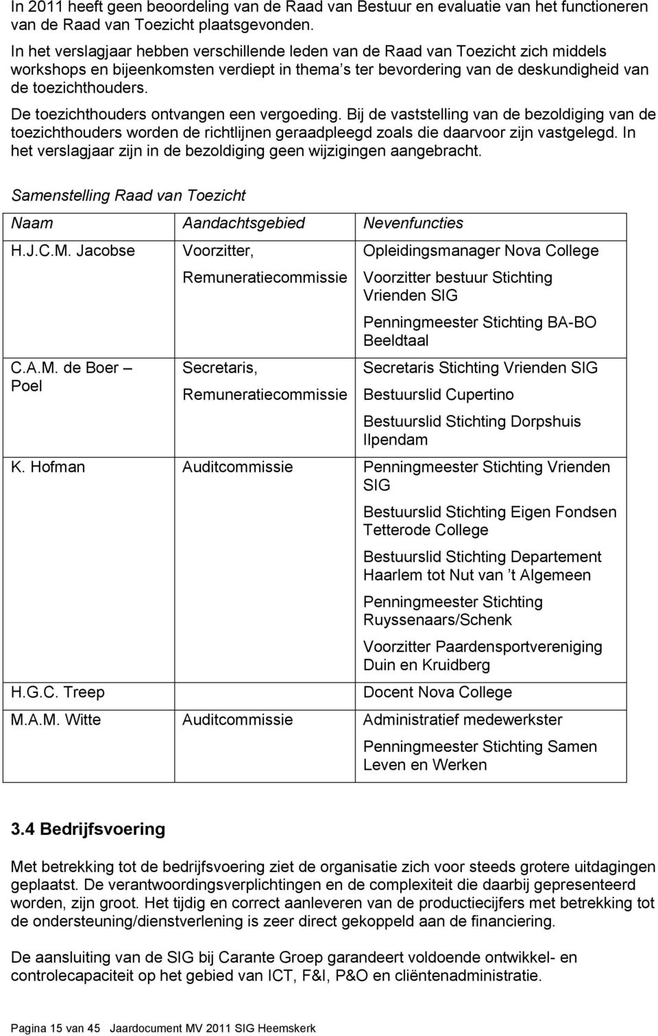 De toezichthouders ontvangen een vergoeding. Bij de vaststelling van de bezoldiging van de toezichthouders worden de richtlijnen geraadpleegd zoals die daarvoor zijn vastgelegd.