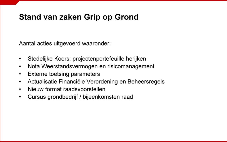 risicomanagement Externe toetsing parameters Actualisatie Financiële
