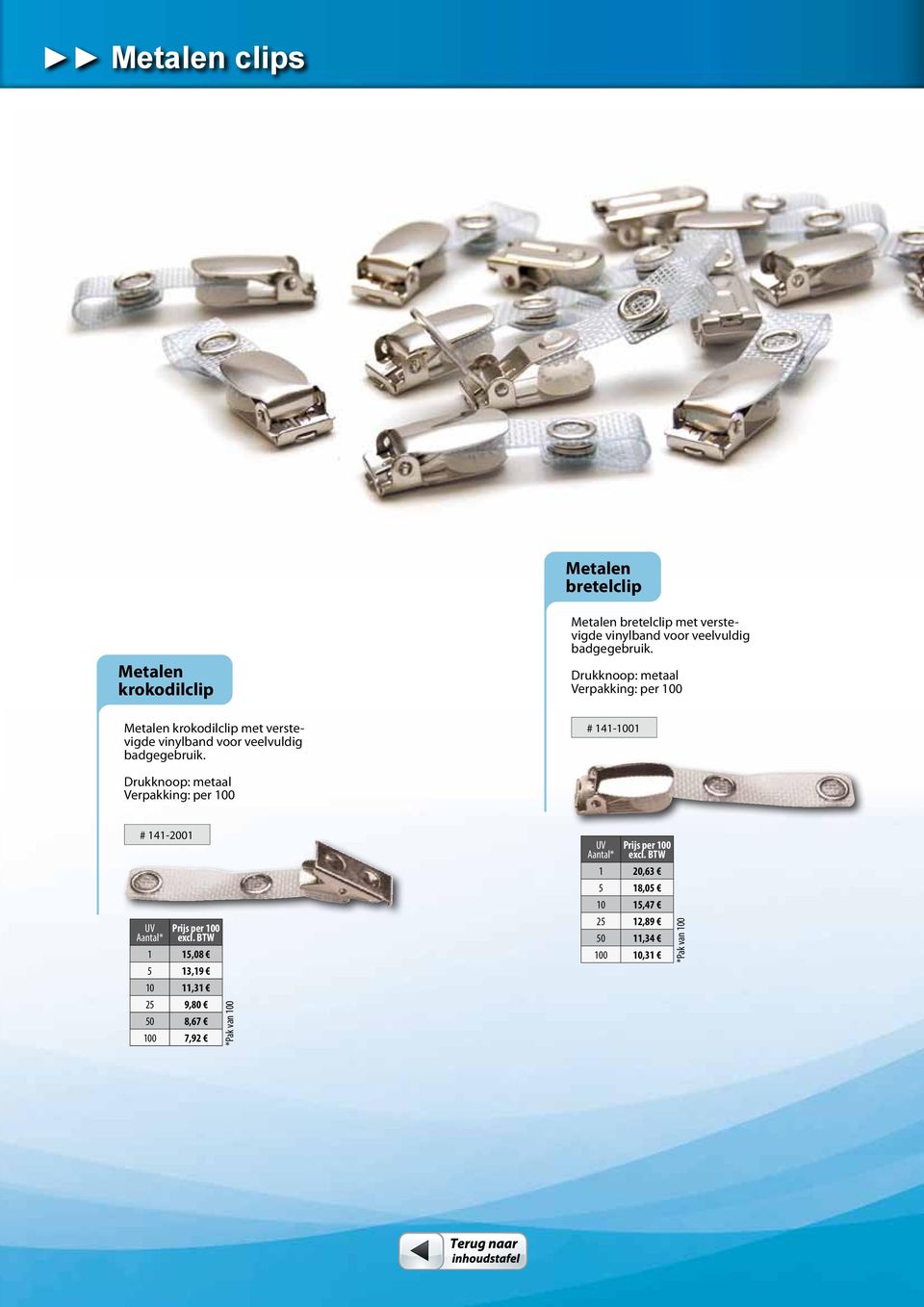 Drukknoop: metaal Metalen krokodilclip met verstevigde  # 141-1001 Drukknoop: metaal #