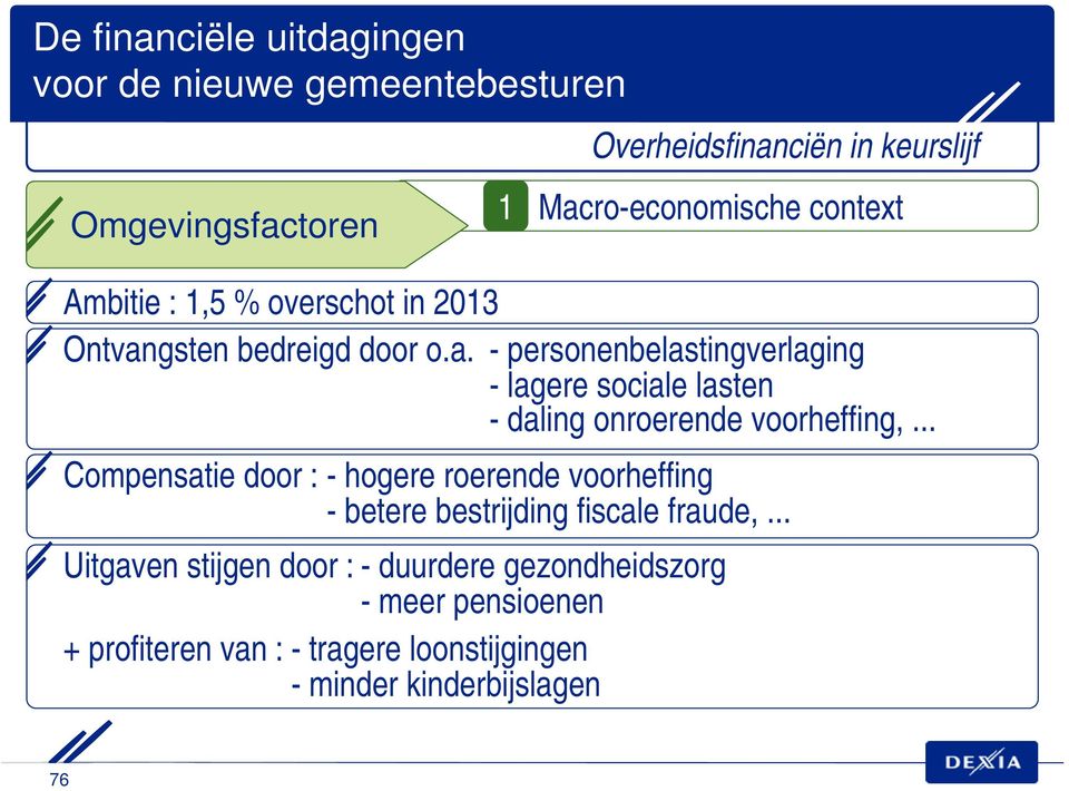 .. Compensatie door : - hogere roerende voorheffing - betere bestrijding fiscale fraude,.