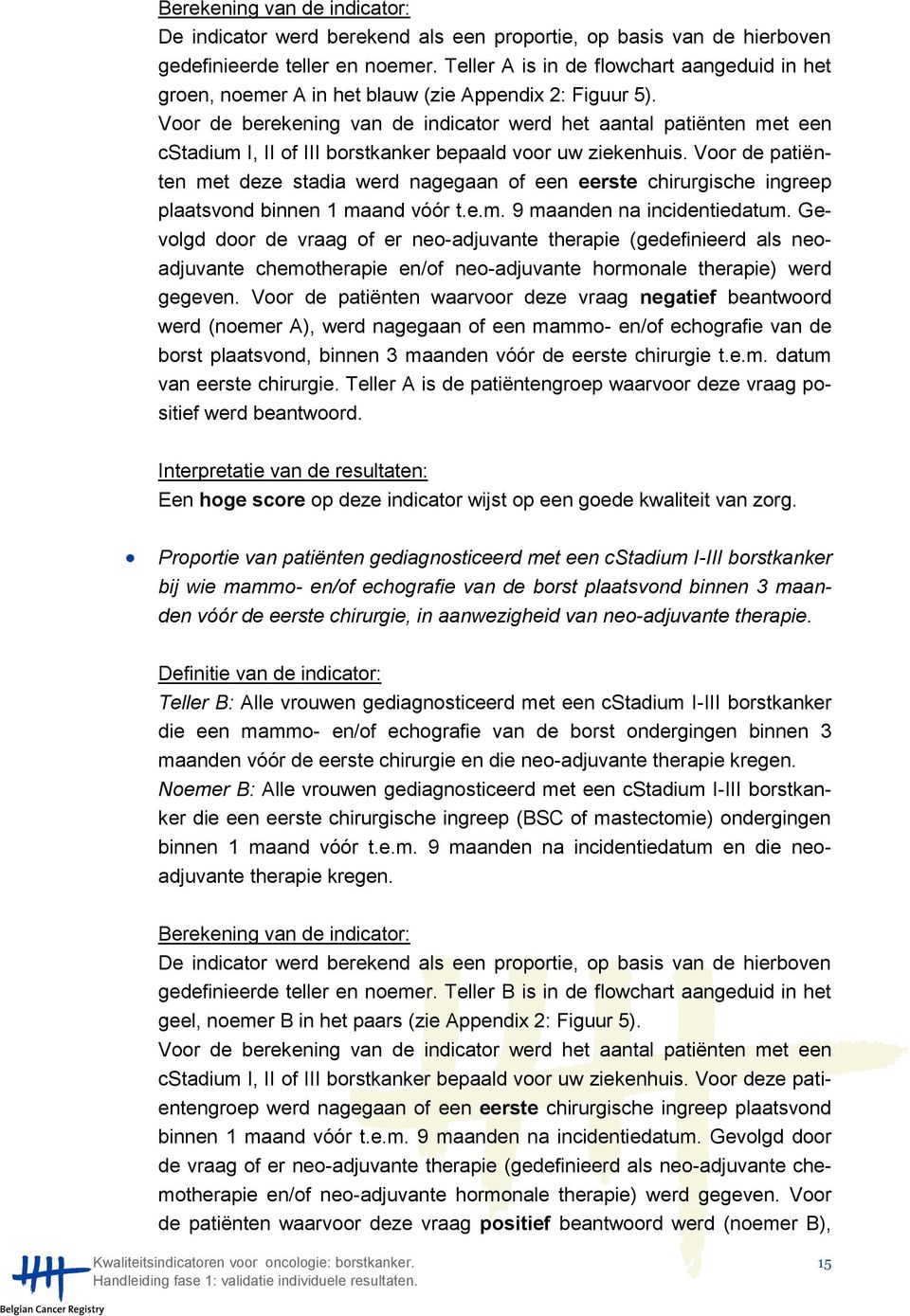 Voor de berekening van de indicator werd het aantal patiënten met een cstadium I, II of III borstkanker bepaald voor uw ziekenhuis.