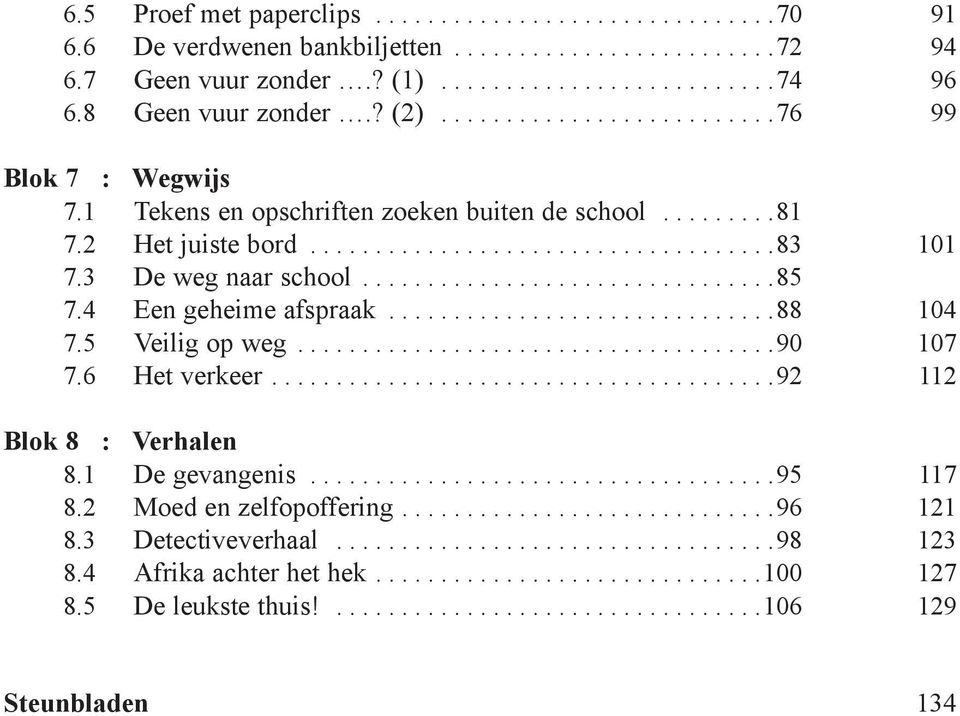 3 De weg naar school................................85 7.4 Een geheime afspraak..............................88 104 7.5 Veilig op weg.....................................90 107 7.6 Het verkeer.