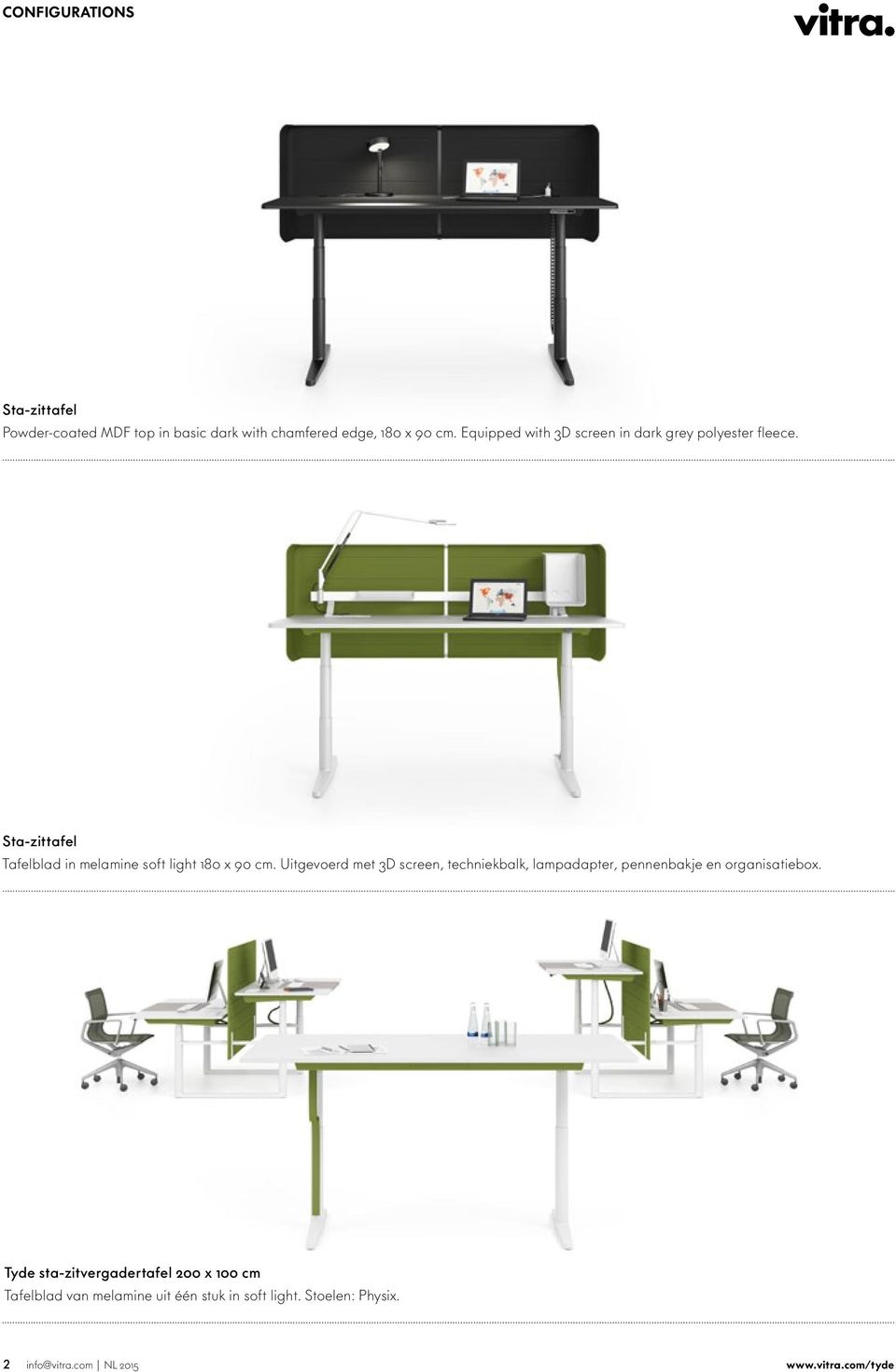 Sta-zittafel Tafelblad in melamine soft light 180 x 90 cm.